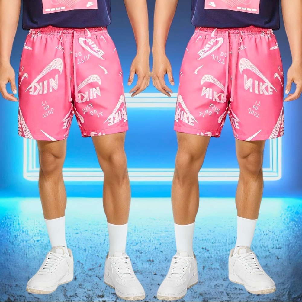 Nike Men's Just Do It All Over Pink/White Print Shorts M Medium DJ0486 684 NWOT